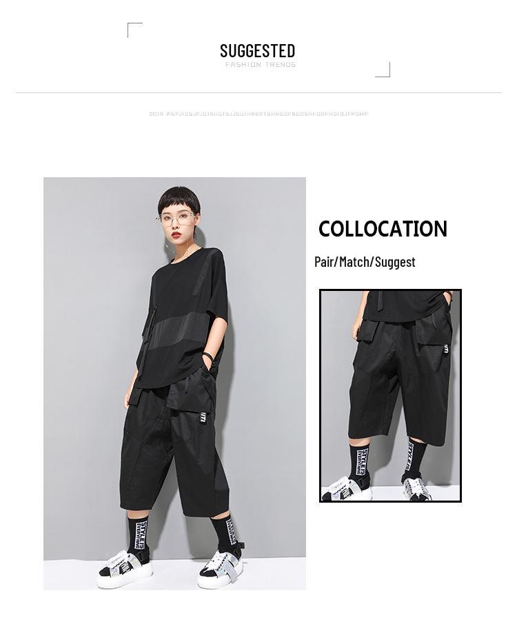 European & American Women's Summer Gothic Patchwork T-shirt, Round Neck, Short Sleeve, Trendy BF Style Streetwear.