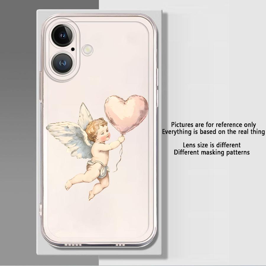 Мягкий чехол-бампер 'Ангел Малыш' для iPhone 17 Pro Max 13 Pro 15 16 XR 11 12 Mini XS Max Air 7 8 14 Plus