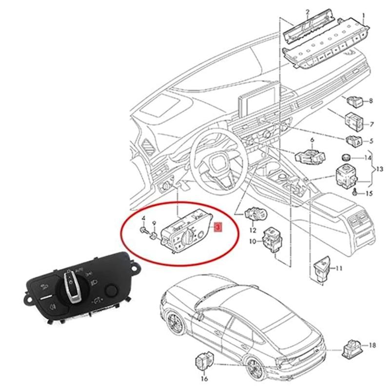 Car Front Headlight Switch 4M0941531AG 16939698 Replacement Auto Headlight Adjuster Switch 4M0941531AA