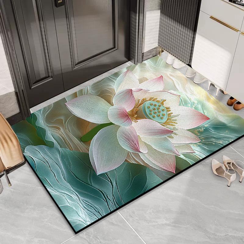 Коврик из шелка для двери Lotus, грязезащитный коврик для двери, стойкий к грязи, пылеудалению, может быть изготовлен на заказ