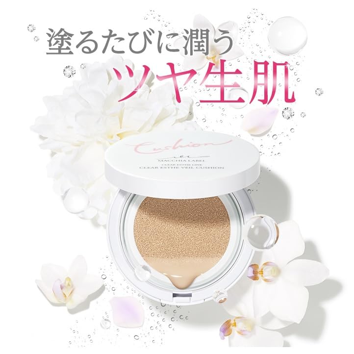 Macchia Label Clear Esthe Veil Тональная основа-кушон и Пуховка для тональной основы-кушона с сывороткой (Светлый натуральный) (Чехол в комплекте)