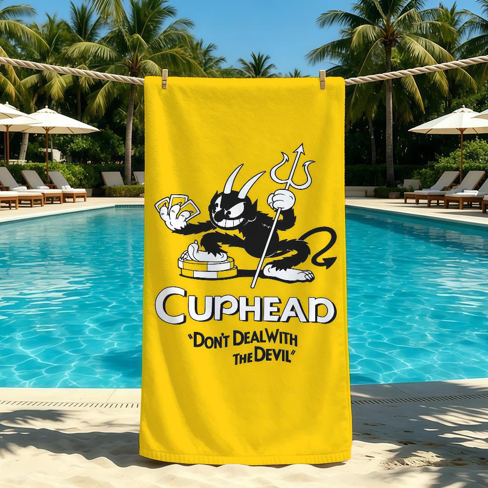 C-Cuphead-ES Animation Game Towel For Outdoor Camping Beach Towel Super Absorbent Quick-Drying Summer Towel
