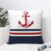 Наволочки с сине-белыми полосками и красным якорем Синие морские чехлы для подушек Декоративная наволочка для дома 18"x18"