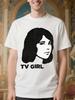Минималистичная графическая футболка с портретом TV Girl - Белая футболка с...