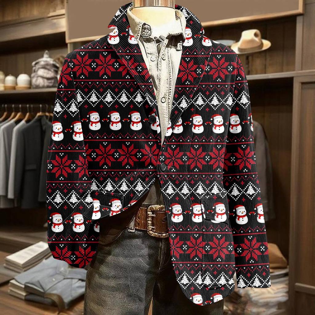 Мужской уродливый рождественский вельветовый теплый карманный пиджак-кардиган, мужской повседневный костюм