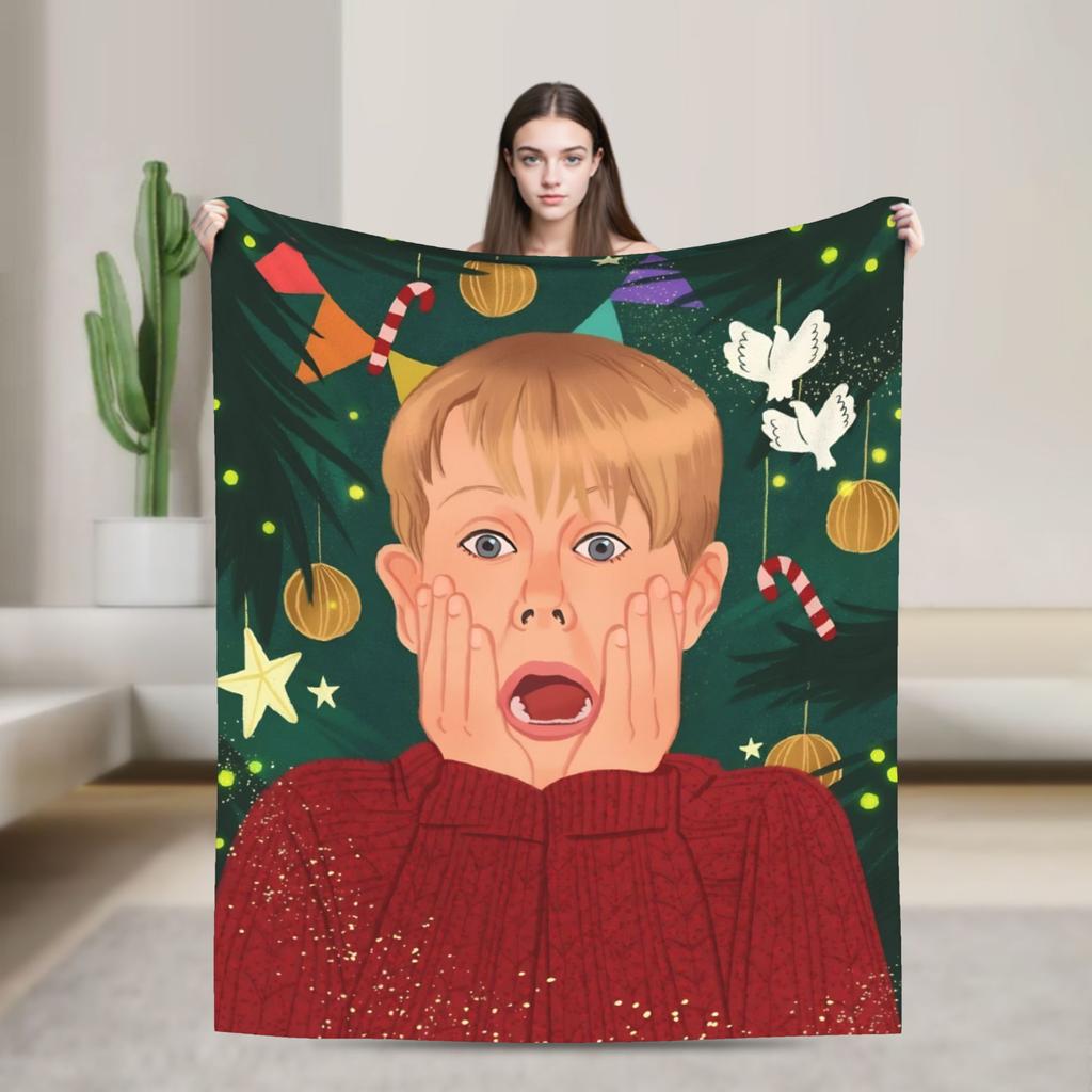 Home Alone Kevin Comedy Wool Fashion Blanket Xmas Merry Christmas Funny Throw Fashion Blanket for Home 125*100cm Super Soft