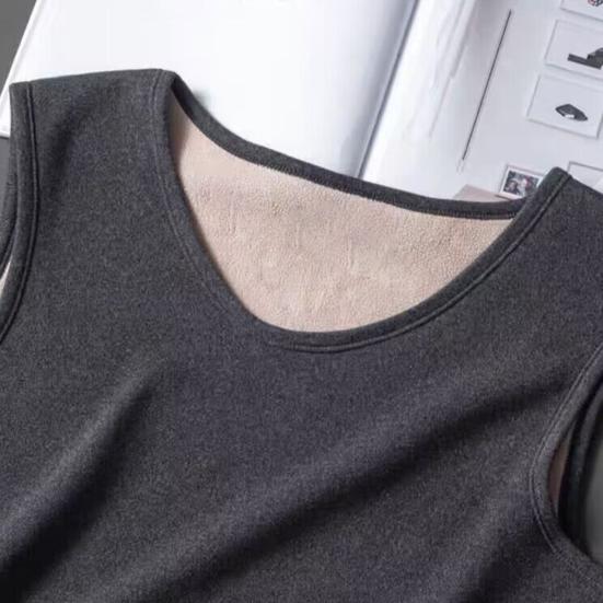 Men Vest V-Neck Sleeveless Slim Fit Pullover Tops Solid Color Casual Base Shirt Thickened Velvet Lining Camisole