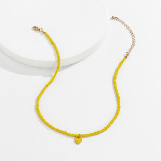 Регулируемое ожерелье ручной работы в стиле ретро, ​​разноцветные бусины в форме сердца, женское ожерелье, ювелирные аксессуары