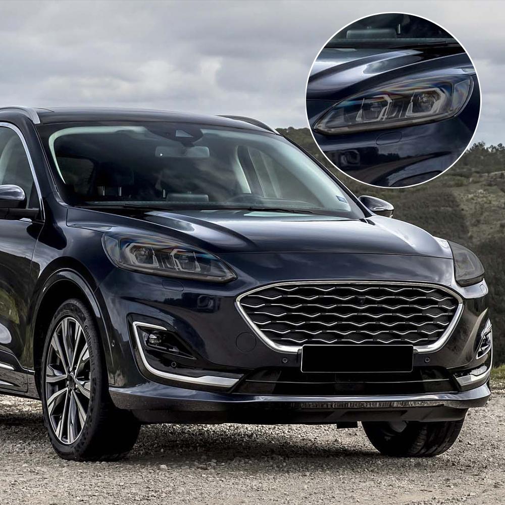 Виниловая пленка с высоким глянцем для Ford Kuga/Escape 2020-2026, защитная пленка для фар автомобиля, дымчато-черная, с защитой от царапин, предварительно вырезанная