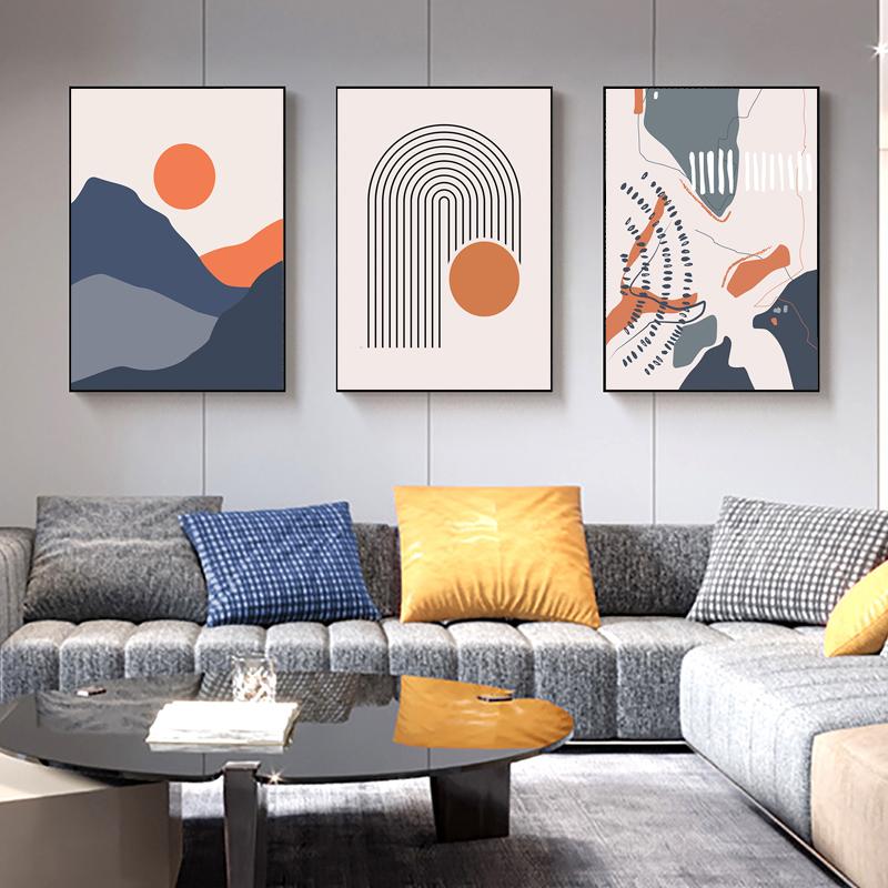 Абстрактный винтажный постер Солнце и Луна, холст, картина, радуга, современное искусство, принт, геометрическая линия, настенная картина для декора гостиной