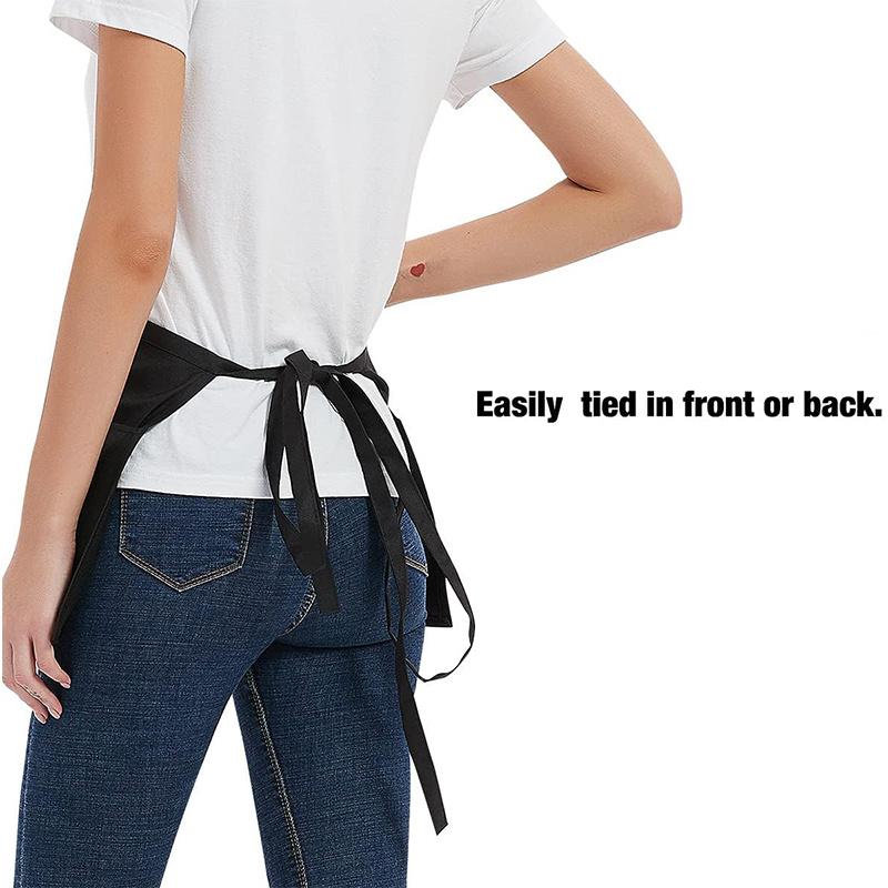 1 шт. серверные фартуки с 3 карманами-фартуки для официанток для женщин и мужчин, водостойкие полуфартуки с добавленным длинным поясным ремнем