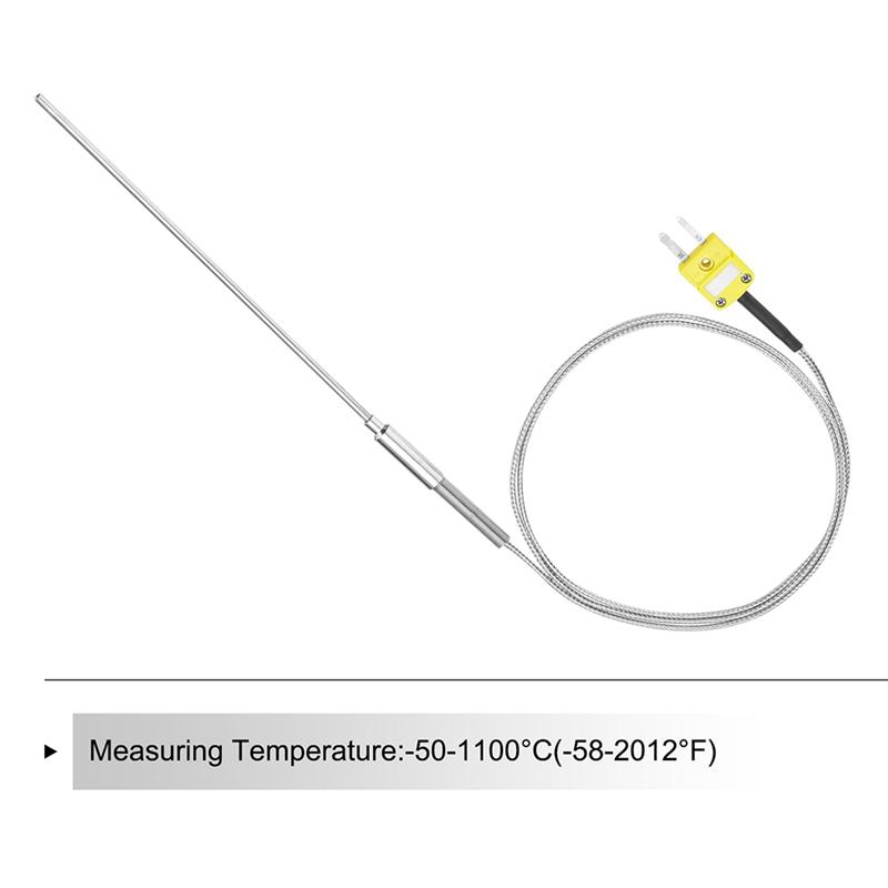 Термопара типа AEE2-K с разъемом, Датчик температуры для прибора -50 до 1100°C, Провод 3,3 фута