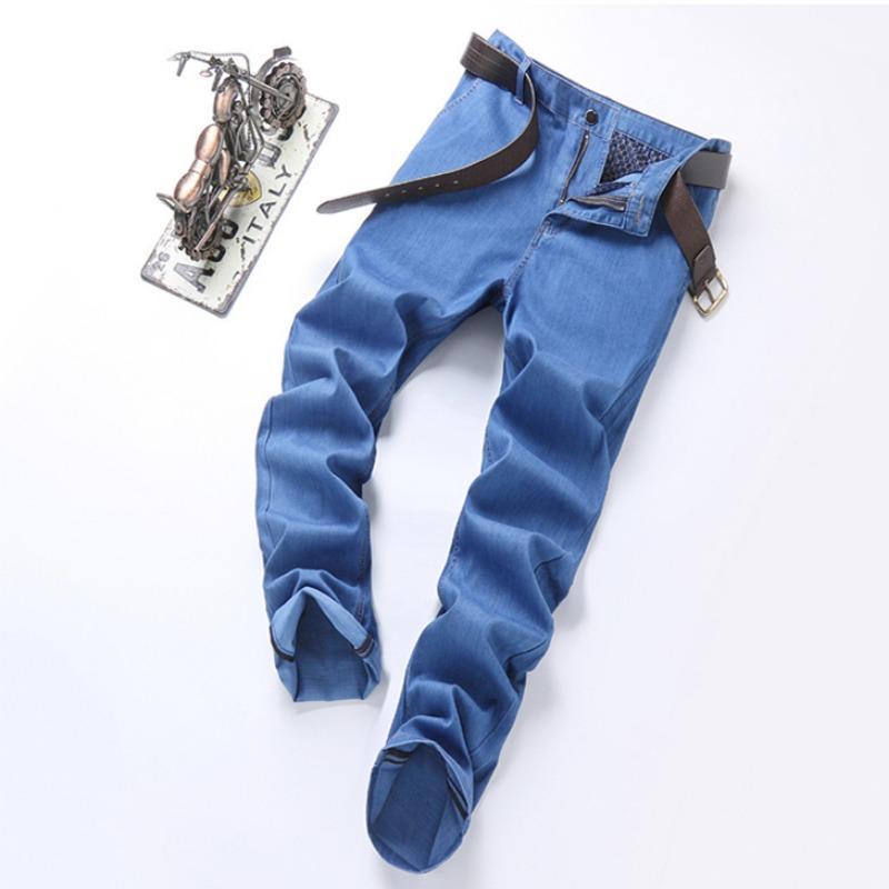 2024 весна-лето брендовые мужские прямые легкие хлопковые эластичные джинсовые деловые повседневные тонкие светло-серые джинсы с высокой талией