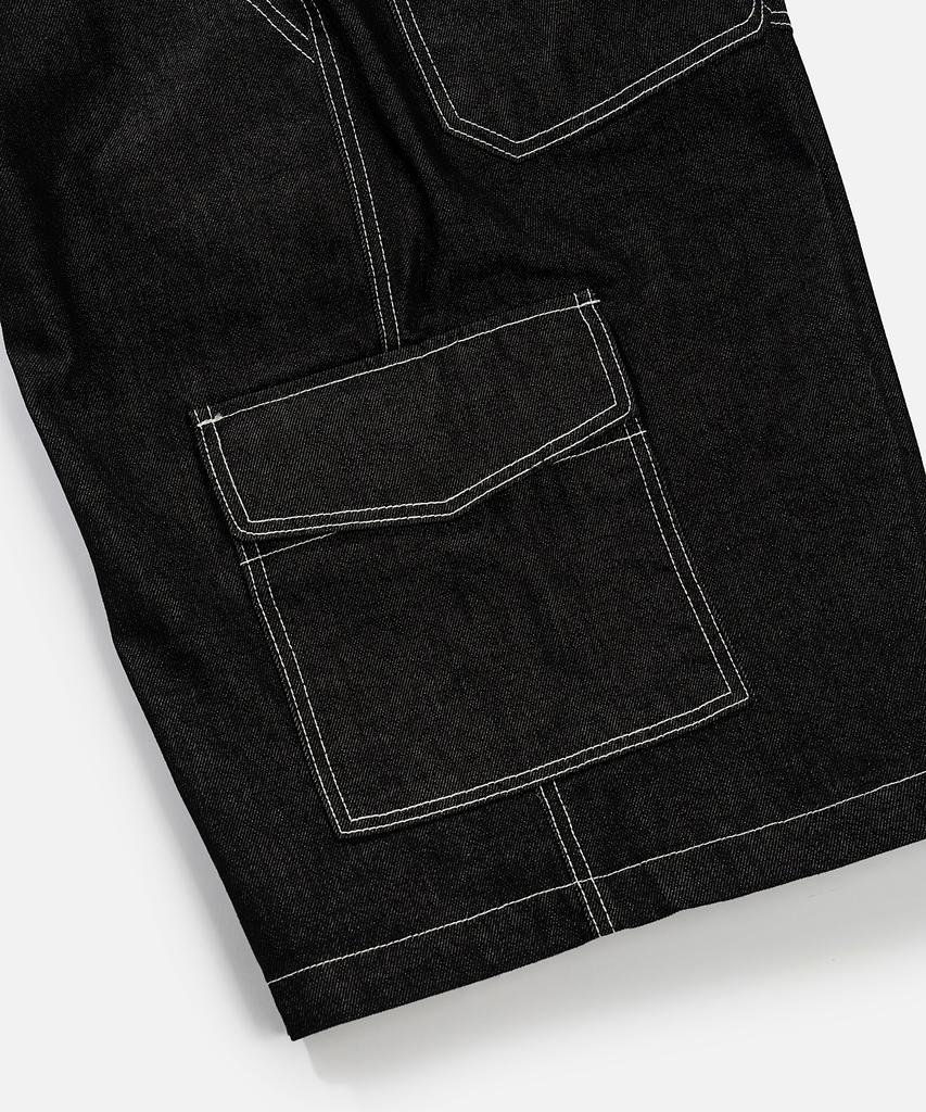 VASTIC Wide Cargo Denim Bermuda Pants_Black