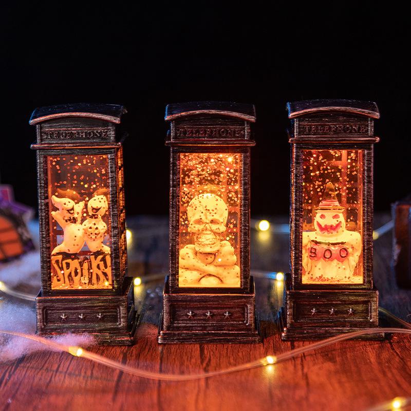 Halloween Pumpkin Lantern Ghost Lantern Ghost Festival Skull Wind Lantern Halloween Night Light Desktop Ornament Candle Lantern