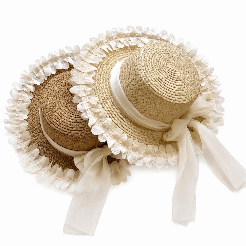 Flower Straw Hat Large Brim Wide Brim Hat Lolita Sun Hat Outdoor Activity