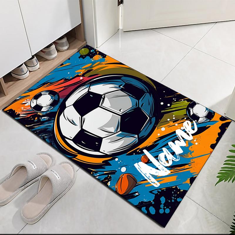 Custom Name Soccer Printed Carpet, for Office Chair Living Room Bedroom Kitchen Room Decor Gifts.