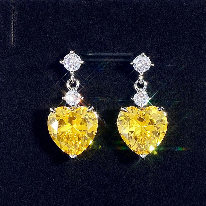 Серьги-подвески Huitan White/Pose/Yellow Heart Cubic Zircon для женщин, модные, стильные, женские, свадебные украшения