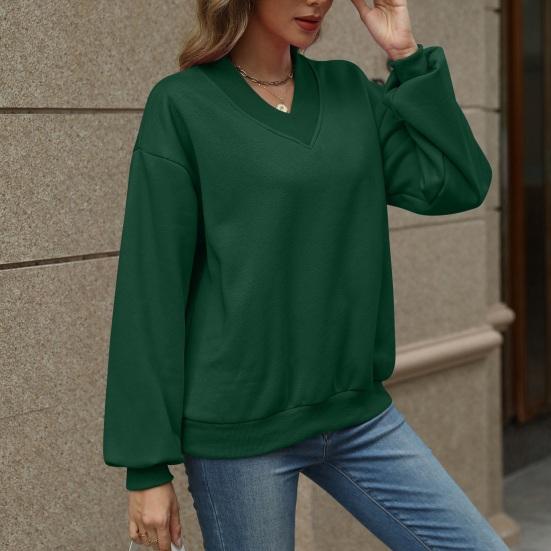 Women's V Neck Oversized Sweatshirts Fleece Long Sleeve Pullover Top