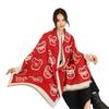 Autumn and Winter New Cartoon Bear Jacquard Scarf Women's Thickened Versatile Imitation Cashmere Scarf Winter Warm Shawl