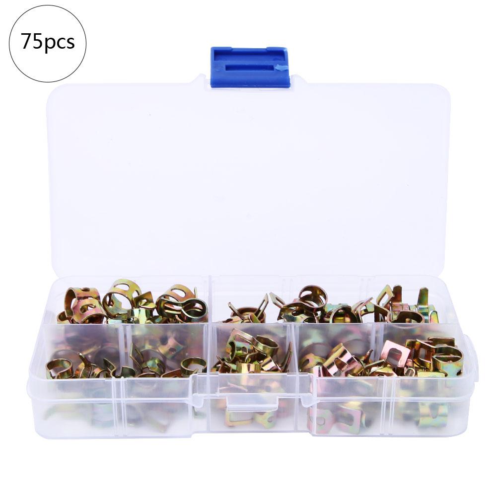 75 шт. Хомут для шланга 6 мм 7 мм 8 мм 9 мм 10 мм Пружинные хомуты для шланга Набор крепежных элементов для труб