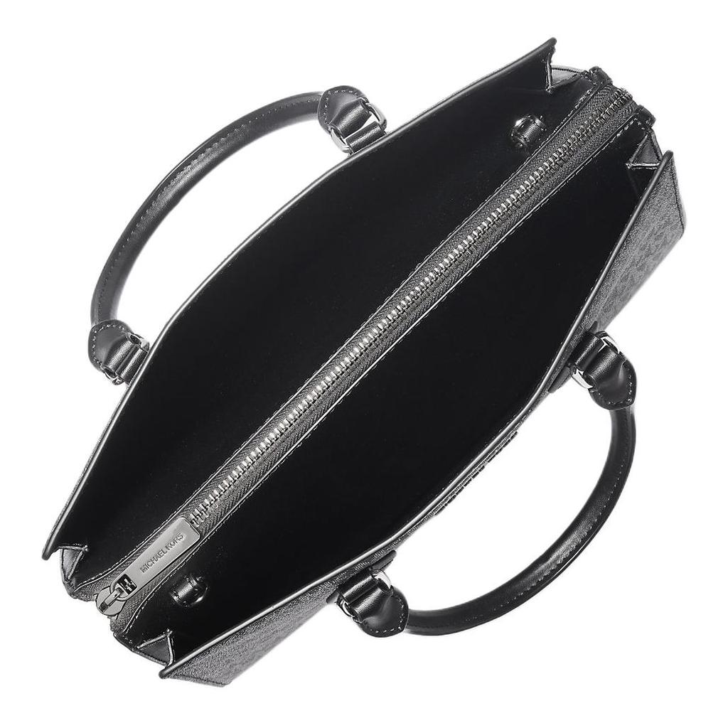 Michael Kors Mk Sheila Allover Logo Print Zip Closure Coated Canvas Shoulder Bag Women handbags Black 35R5S6HS8B-BLACK