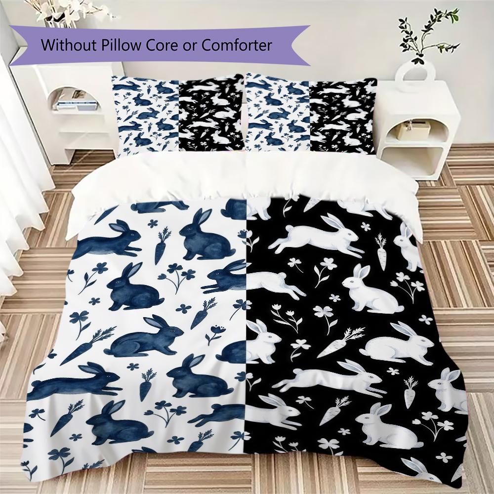 Repeat Bunny Pattern Bedding uilt Set uilt Cover Pillowcase Home Decoration Birthday Gift (1 * duvet cover + 2 * pillowcase without core)
