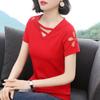 4XL Women Summer Spring Cotton Blouses Shirts Lady Fashion Casual Short Sleeve O-Neck Solid Color T-shirt Blusas Tops