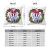Chinoiserie Christmas Wreath Blue Pillowcase Soft Fabric Cushion Cover Decor Throw Pillow Case Cover Home 45*45Cm