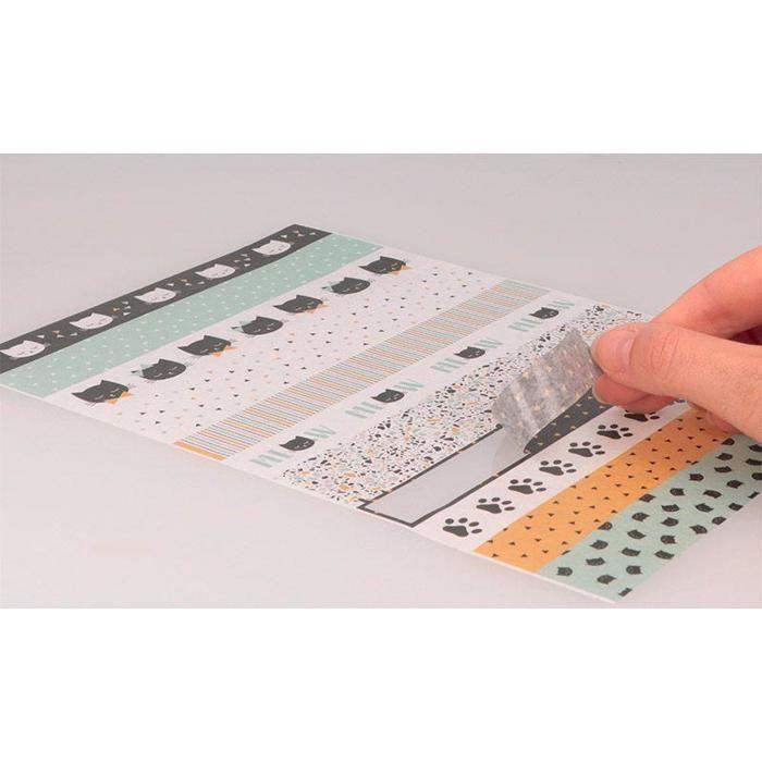 Masking Tape Stickers - Artemio - Terrazzo Cat - 3 Sheets - Semi-transparent Paper - Ideal for Scrapbooking