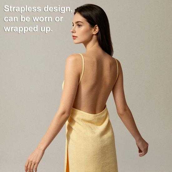Easy Wear Bathing Towel for Adult Women Sling Strap Bath with Dry Hair Ring, Soft Polyester Convenient Wrap Dryer Routine Towel, Adjustable
