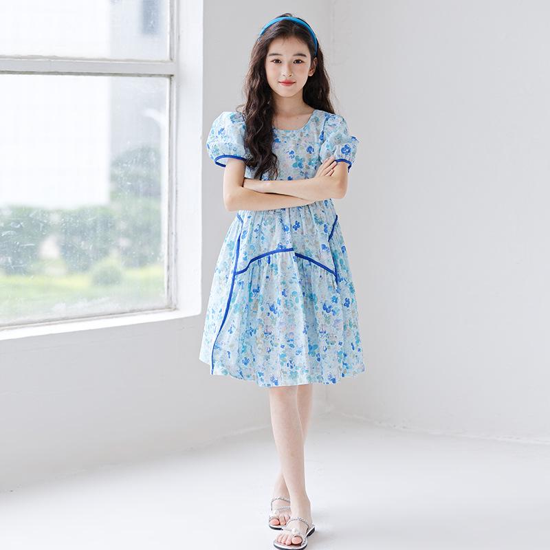 Летнее платье принцессы с цветочным принтом и сборками-смоками для мамы и дочки - Пляжный наряд в корейском стиле для девочек