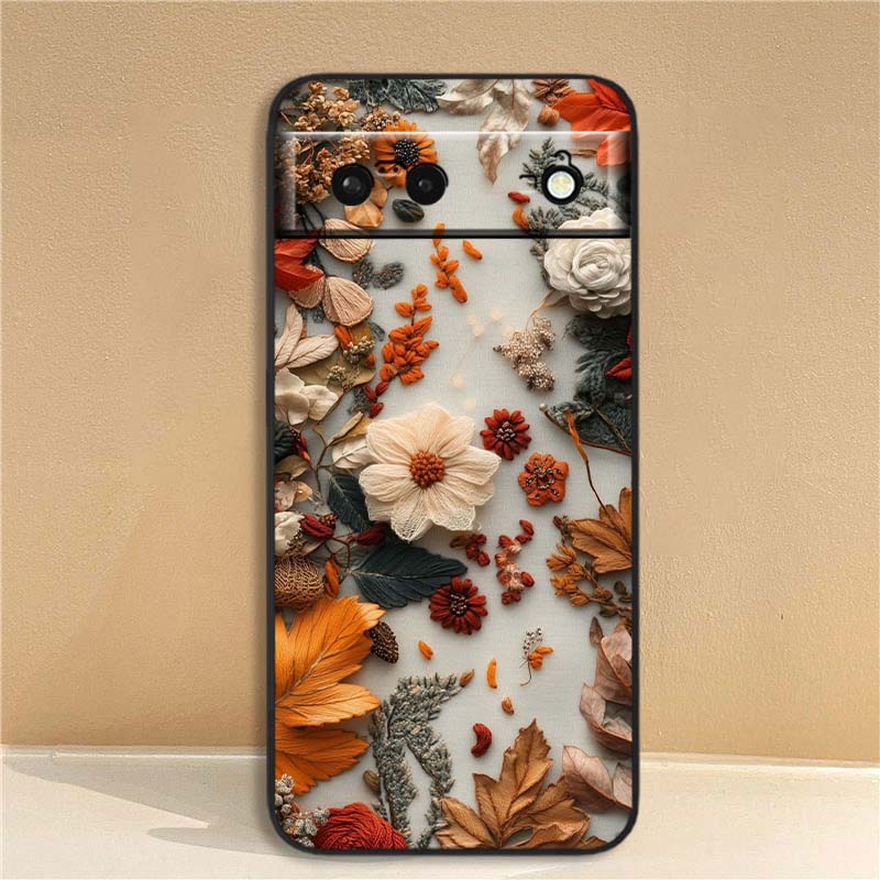 Цветочный узор с бабочками Для Google Pixel 10 9a 9 8A 8 7 7A 6 6A Pro XL 2024 5G Черный Мягкий ТПУ Силиконовый Чехол для Телефона