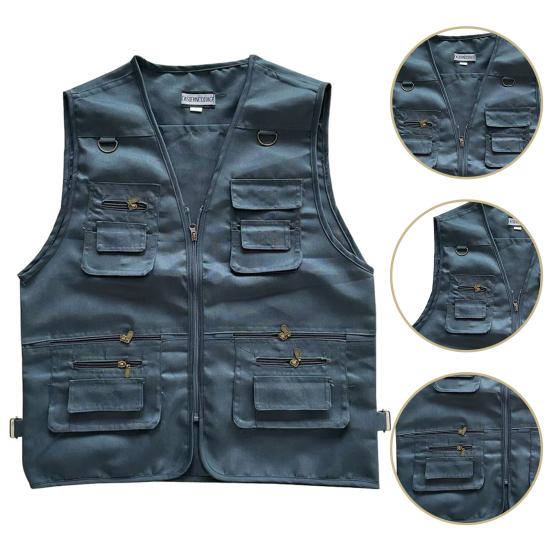 Мужской жилет с несколькими карманами, летний жилет без рукавов на молнии с v-образным вырезом, жилет-карго для уличной фотографии, свободный жилет