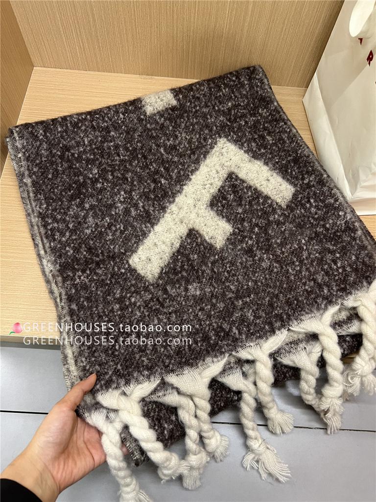 F Word New Mohair Braided Scarf Women's Winter Shawl Thickened High-end Warm Plush Scarf