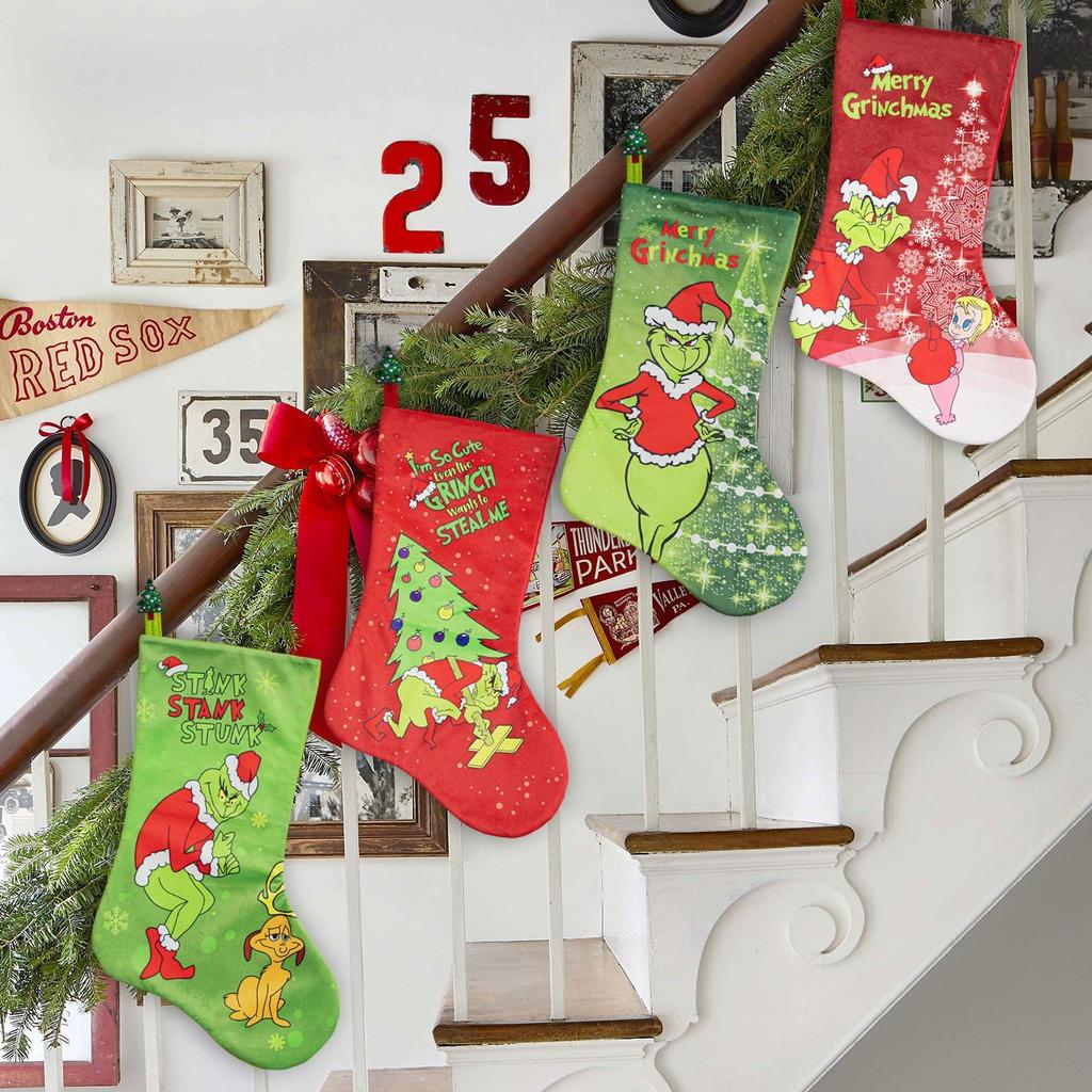 Рождественский чулок Большой рождественский чулок Подвесные каминные украшения