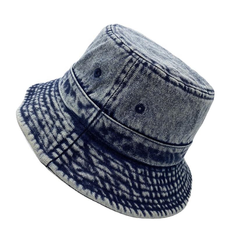 Bulk Designer Luxury Washed Vintage Jean Adult Bucket Hats for Men and Women Custom Denim Bucket Caps