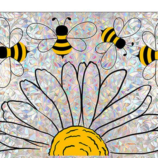 Floral Window Cling Bees And Flower Static Sticker Removable Rainbow Maker Window Decal for Home Office Bedroom Spring Summer Decoration