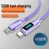 Crystal Shine 120 Вт Быстрая зарядка Двойной USB-C Кабель для Apple 15/16 и Huawei Автомобильные Зарядные устройства с Цифровым Дисплеем