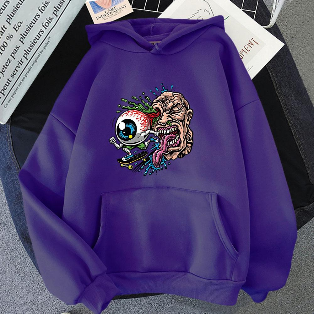 Худи «Глаз скейтбординга» Мужские/Женские Толстовки с капюшоном и длинным рукавом Повседневная K-pop уличная одежда Мужское пальто