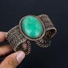 Lab-Created Emerald Gemstone Pure Copper Wire Wrapped Handmade Cuff/ Bangle Jewelry Adjustable