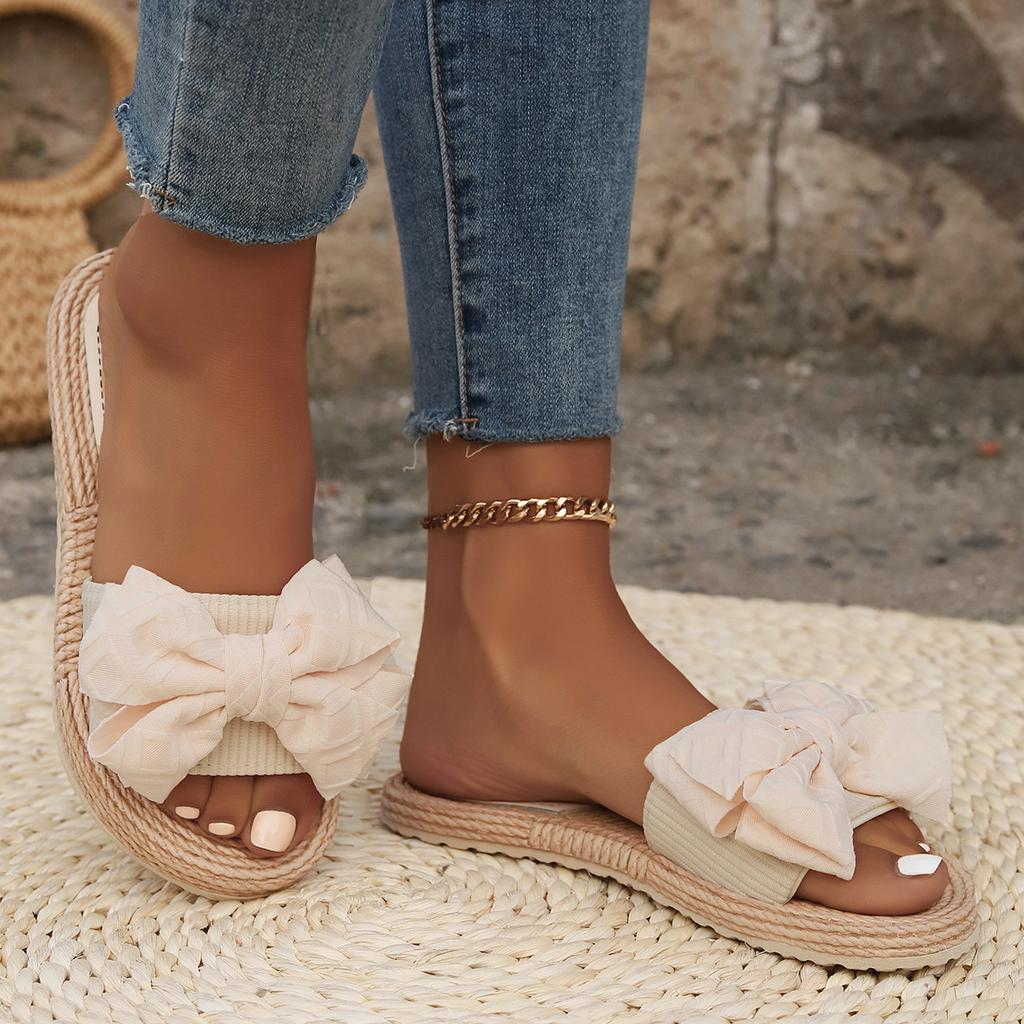 Женские модные повседневные тапочки на плоской подошве с большим цветком