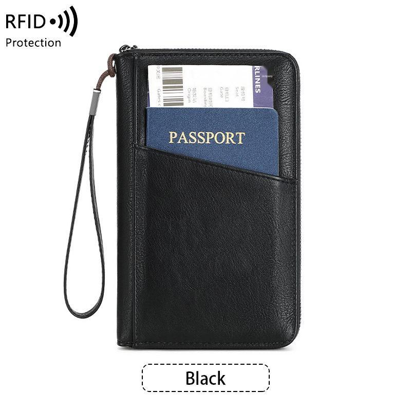 Anti-Theft RFID Zipper Passport Holder & Travel Wallet
