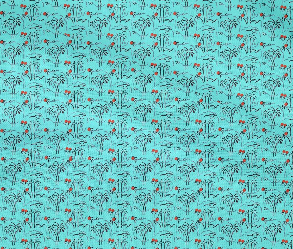 oneOone Cotton Flex Aqua Blue Fabric Artistic Tree Diy Clothing Quilting Fabric Print Fabric By Yard 40 Inch