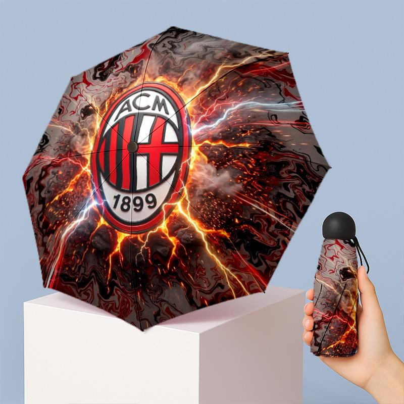AC Milan Рисунок Печатный Мини 5 Сложений 8 Спиц Компактный Зонт Ветрозащитный Водонепроницаемый Легкий Портативный Складной
