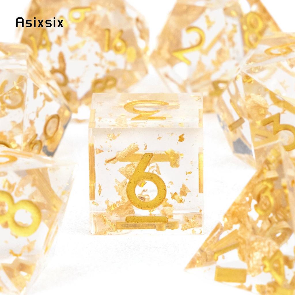 7 шт. желто-золотые кубики с острыми краями из смолы, многогранные кубики, подходящие для ролевых ролевых игр, настольная игра