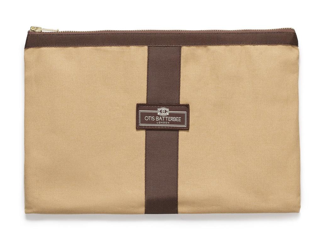 Otis Batterbee A4 Travel Pouch with Tablet Gold Canvas In Storage, (A4108) [Made England]