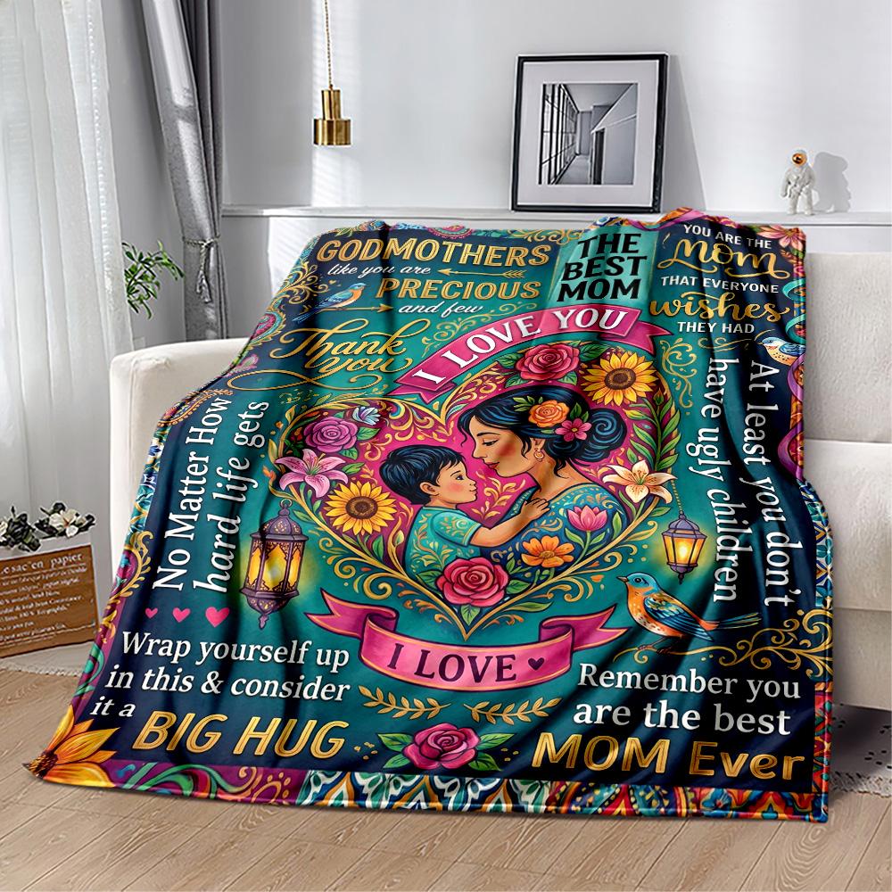 Mother's Love And Gratitude Flannel Blanket-Soft and Suitable for Sofas,Beds,Offices,Travel,All Seasons,Great Gift for Holidays and Birthdays.