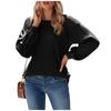 Women's Fashion Casual Solid Color Striped Round Neck Pullover Lace Long Sleeve Top T-shirt