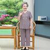 Летний хлопково-шелковый комплект из двух предметов от бабушки: Короткий топ и брюки большого размера для женщин